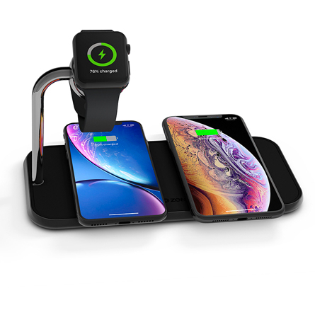 Tappetino di ricarica Wireless doppio per iPhone e Apple Watch di Zens nero