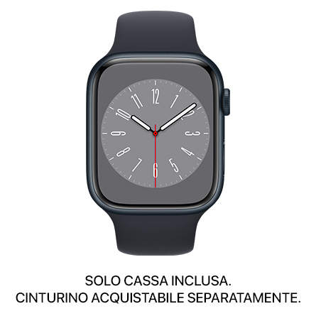 Apple Watch Series 8 GPS + Cellular 45mm alluminio mezzanotte - SOLO CASSA INCLUSA - Usato Grado B
