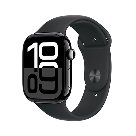 Apple Watch Series 10 in alluminio color Jet Black con cinturino Sport nero