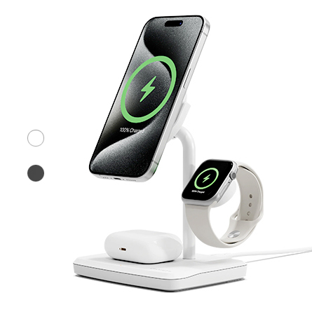 Base di ricarica wireless 3-in-1 Cygnett ChargeBase Qi2.0 per iPhone, AirPods e Apple Watch