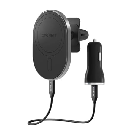 Caricabatterie wireless magnetico da auto MagHold di Cygnett 