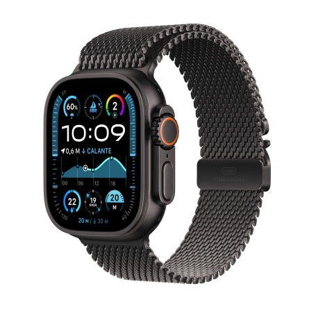 Apple Watch Ultra 2 GPS + Cellular 49mm cassa in titanio nero con Loop in maglia milanese in titanio nero - Small