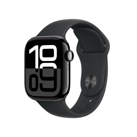 Apple Watch Series 10 GPS 42mm in alluminio color Jet Black con cinturino Sport nero - S/M