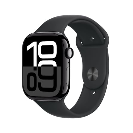 Apple Watch Series 10 GPS 46mm in alluminio color Jet Black con cinturino Sport nero - S/M