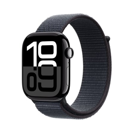 Apple Watch Series 10 GPS 46mm in alluminio color Jet Black con cinturino Sport Loop inchiostro