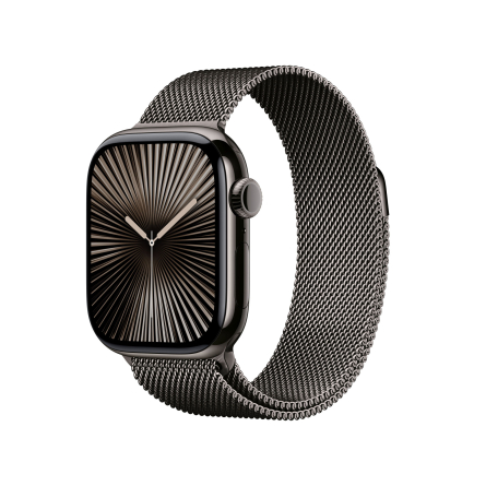 Apple Watch Series 10 GPS + Cellular 42mm in titanio ardesia con Loop in maglia milanese ardesia