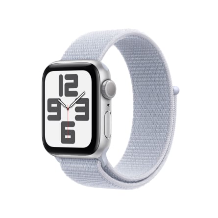 Apple Watch SE GPS 40mm alluminio argento con cinturino Sport Loop nuvola azzurra