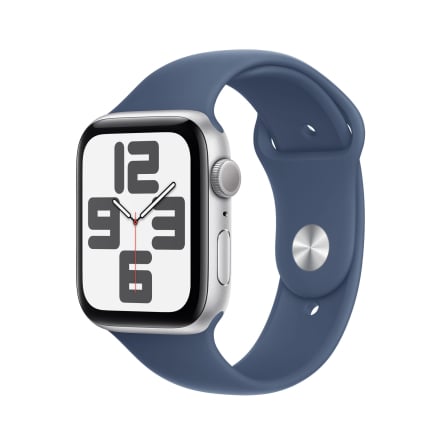 Apple Watch SE GPS 44mm argento con cinturino Sport denim - S/M