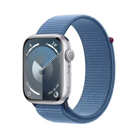 Apple Watch Series 9 GPS 45mm alluminio argento con cinturino Sport Loop blu inverno