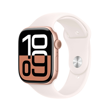 Apple Watch Series 10 GPS 46mm in alluminio color oro rosa con cinturino Sport rosa fard - M/L