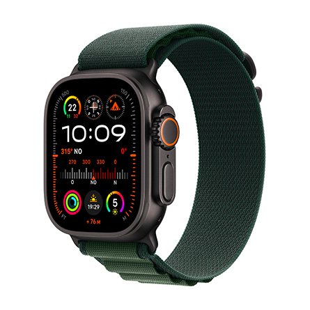 Apple Watch Ultra 2 GPS + Cellular 49mm cassa in titanio nero con Alpine Loop verde scuro - Small