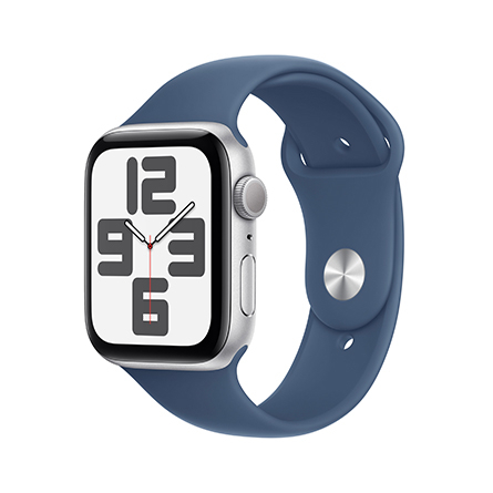 Apple Watch SE GPS 44mm argento con cinturino Sport denim - S/M