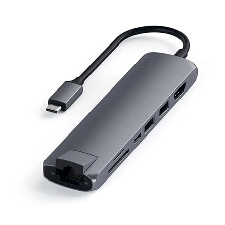 Satechi HUB Slim multiporta Grigio Siderale con adattatore Ethernet e connettore USB-C