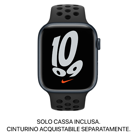 Apple Watch Nike Series 7 GPS + Cellular 45mm alluminio mezzanotte - SOLO CASSA INCLUSA - Usato Grado A
