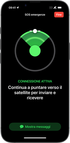 Una dimostrazione dell’uso di SOS emergenze via satellite su iPhone 16e